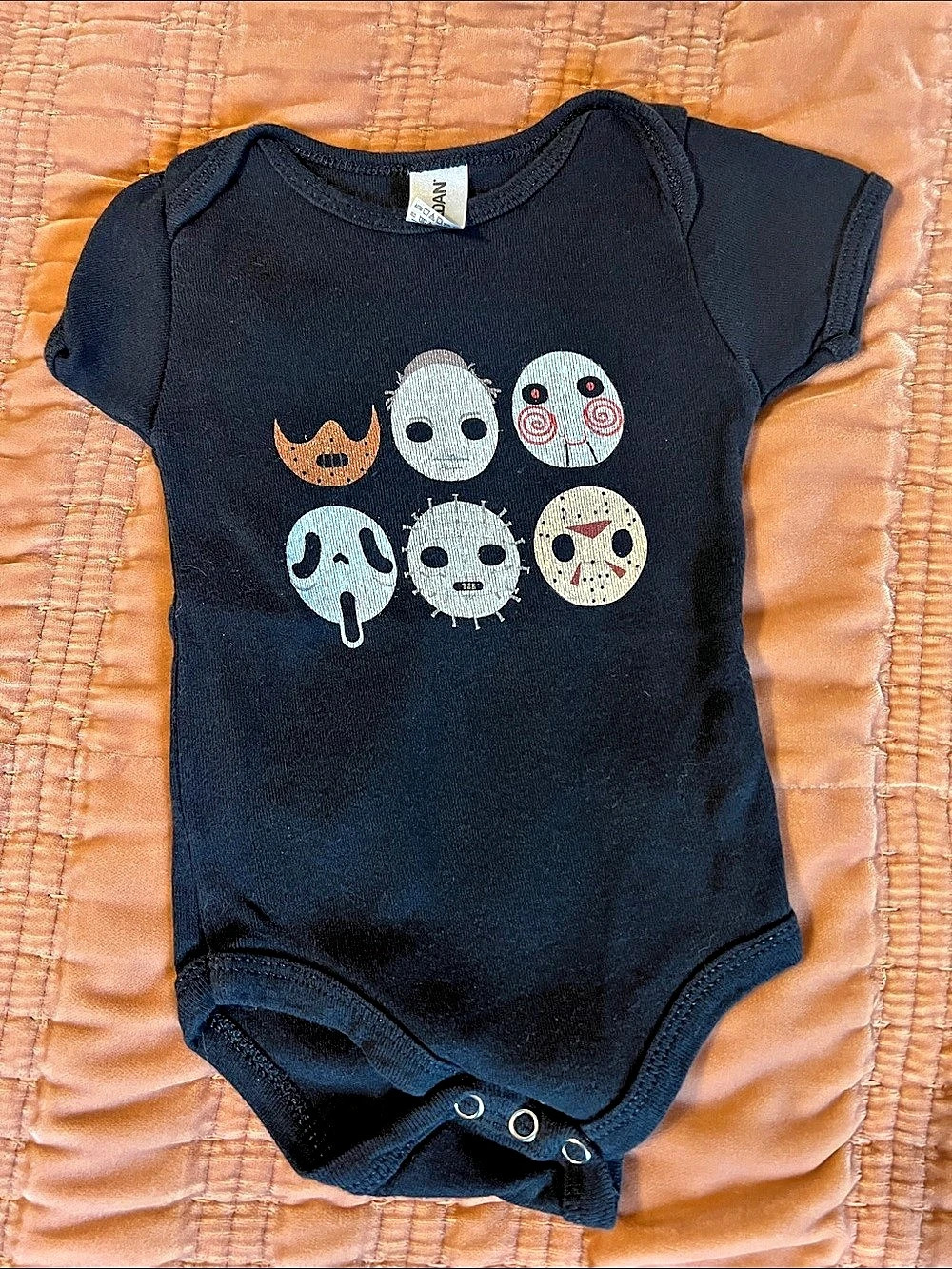 Gildan Baby 3-6M Scary Movies Graphic Onesie in Black